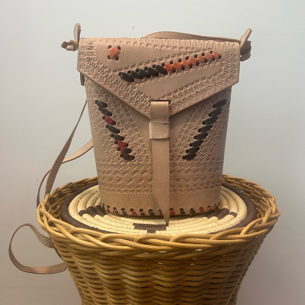 African tan Leather Crossbody Bag